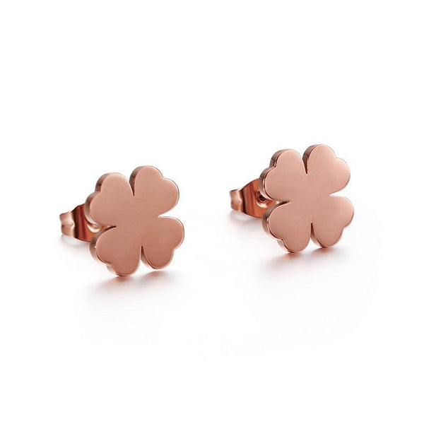 Kalen Stainless Steel Cute Four Leaf Clover Stud Earrings for Women - kalen