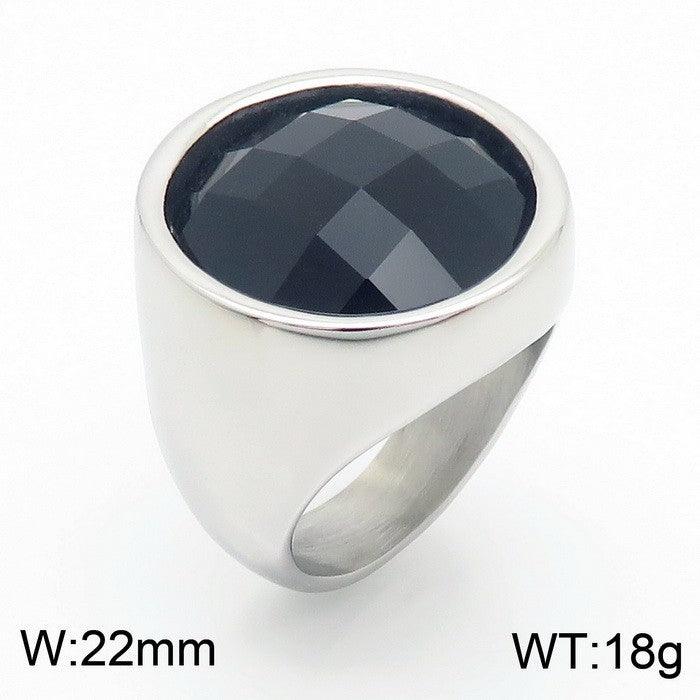 22mm KALEN Wholesale Stainless Steel Natural Stone Glass Rings For Women - kalen