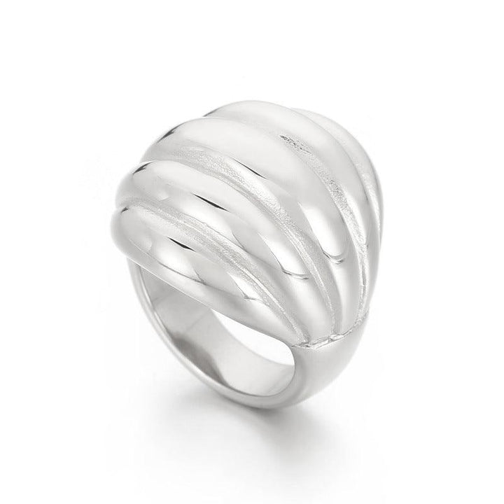 Kalen Wholesale Stainless Steel Hollow Chunky Geometry Croissant Ring for Women - kalen