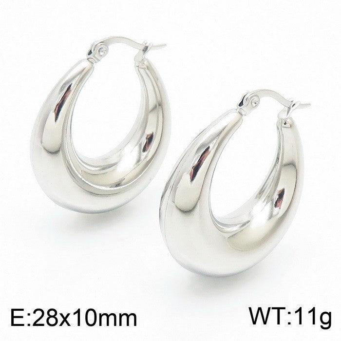 Kalen Stainless Steel Chunky Hollow U-Shape Hoop Earrings for Women - kalen