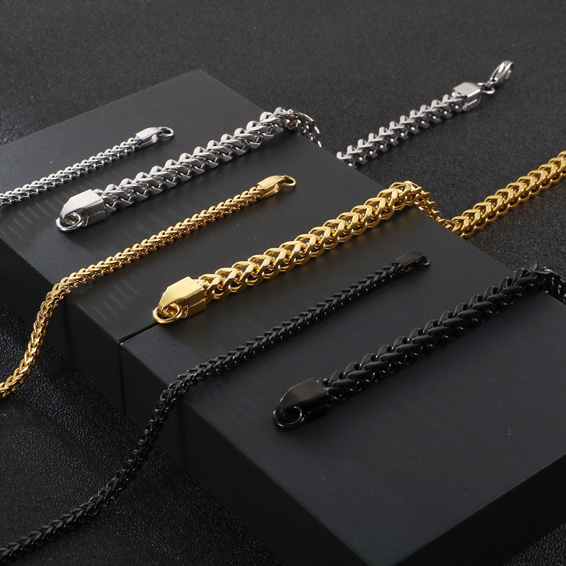 Square Link Stainless Steel Chain Bracelet for Men - view 1