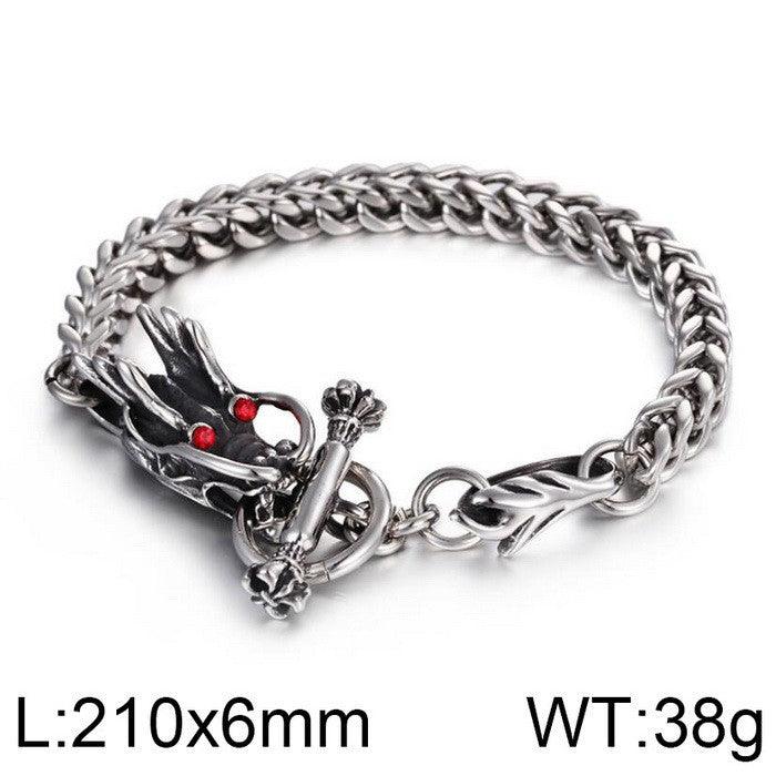 Kalen 8mm Franco Foxtail Chain Dragon Charm Bracele With OT Clap For Men - kalen