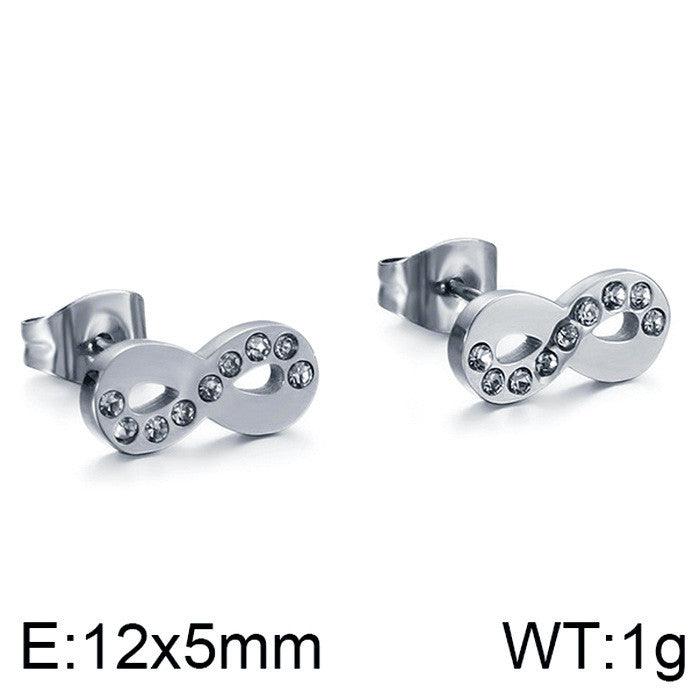 Kalen Stainless Steel Cute Infinity Zircon Stud Earrings for Women - kalen