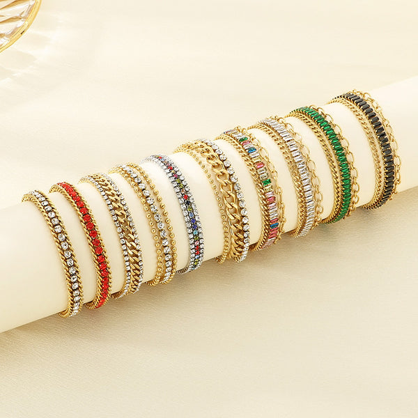 Color Layered Zircon Tennis Bracelet Series