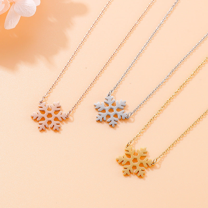 Stainless Steel Snowflake Pendant Necklace - view 1