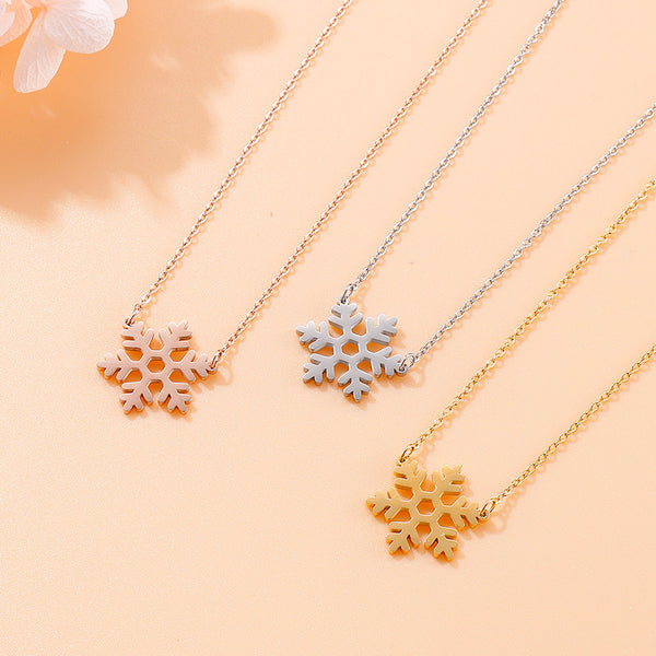 Stainless Steel Snowflake Pendant Necklace