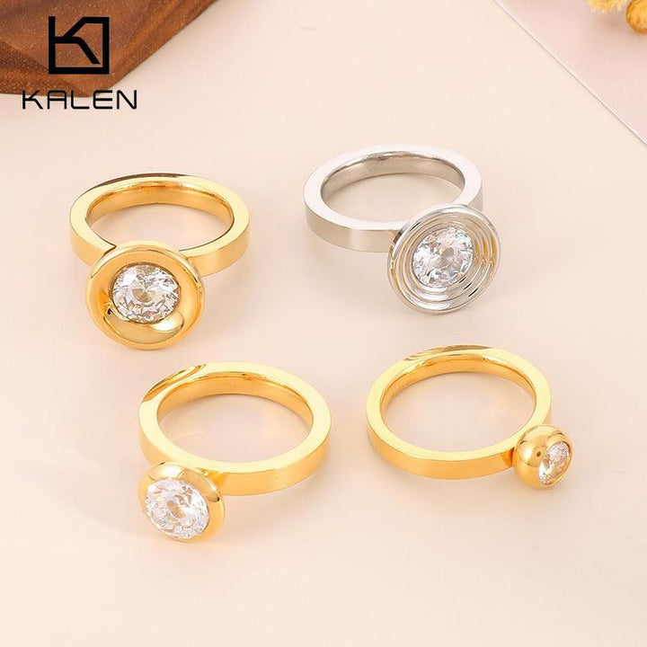 KALEN Wholesale Stainless Steel Zircon Rings For Women - kalen