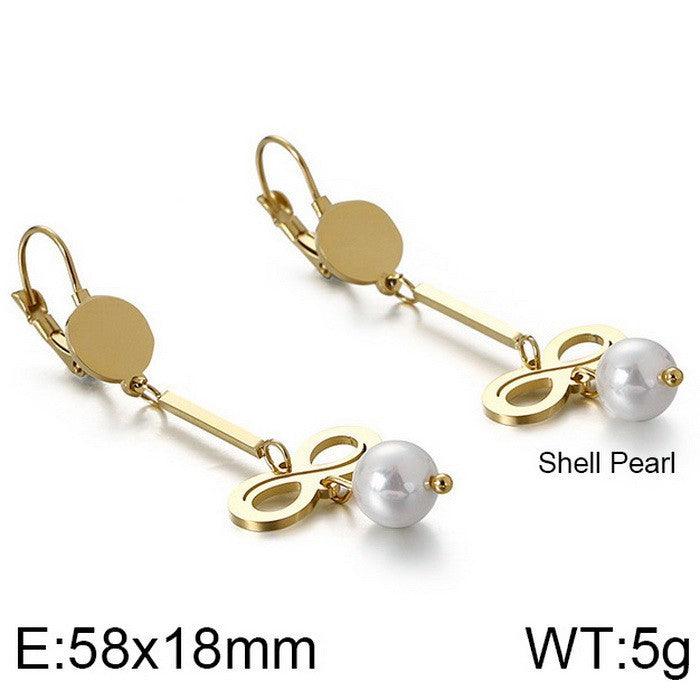 Kalen Stainless Steel Geometry Pearl Drop Earrings for Women - kalen