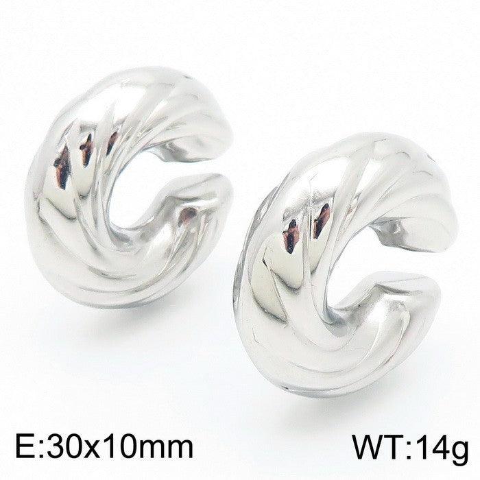 Stainless Steel Chunky Hollow U-Shape Ear Cuff Earrings for Women - kalen