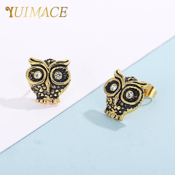 Kalen Stainless Steel Cute Owl Stud Earrings for Women - kalen