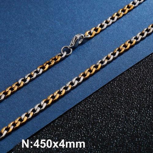 4/5mm Gold Steel Polished Miami Cuban Link Chain Necklace With Lobster Clap - kalen