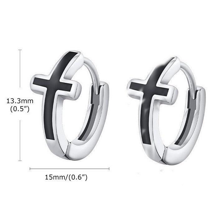 Kalen Punk Casting Enamel Cross Hoop Earrings for Men Women - kalen