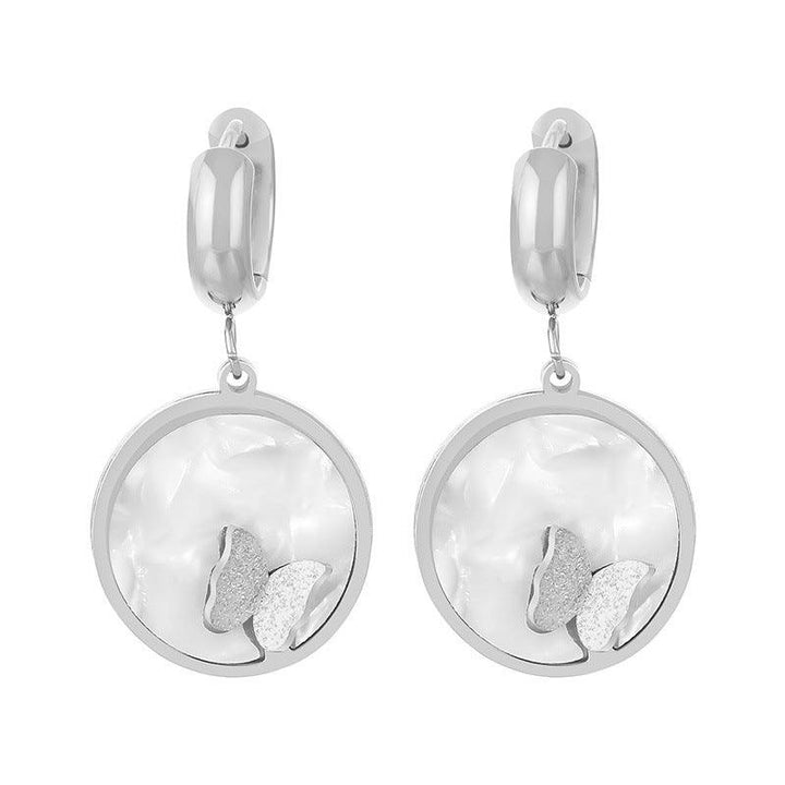 Kalen Wholesale Stainless Steel Shell Butterfly Huggie Hoop Drop Earrings for Women - kalen