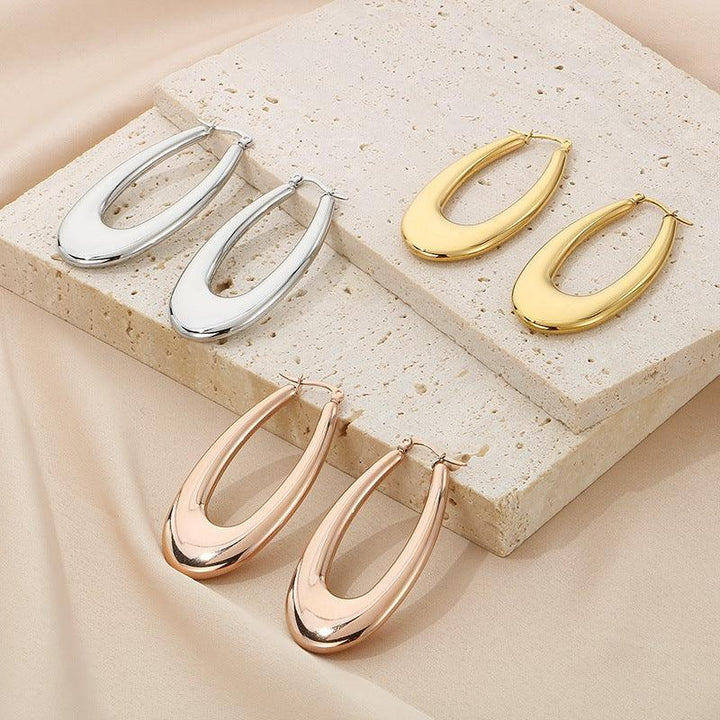 Kalen Stainless Steel Chunky Hollow Bamboo Hoop Earrings for Women - kalen