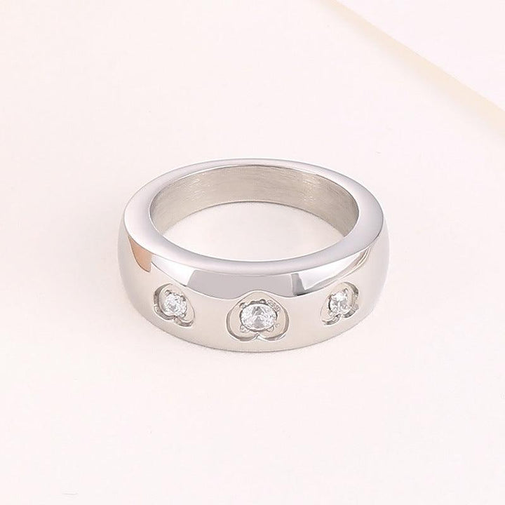 KALEN Wholesale Stainless Steel Heart Zircon Rings For Women - kalen