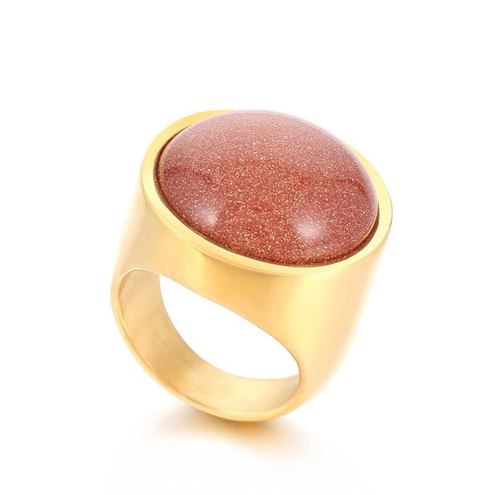 22mm KALEN Wholesale Stainless Steel Natural Stone Glass Rings For Women - kalen