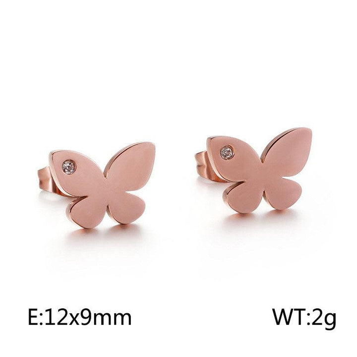 Kalen Stainless Steel Cute Butterfly Zircon Stud Earrings for Women - kalen