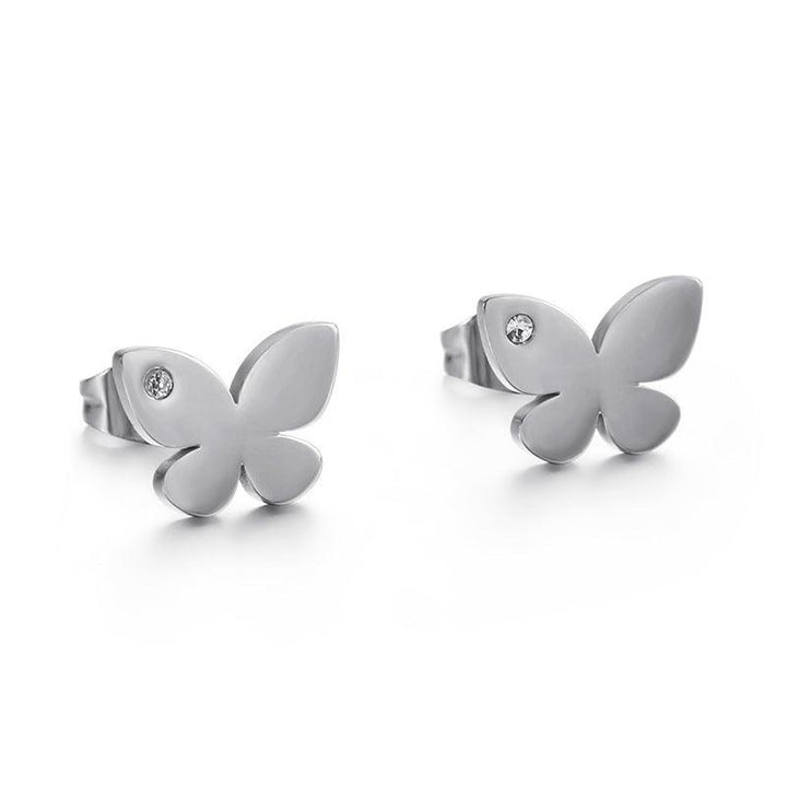 Kalen Stainless Steel Cute Butterfly Zircon Stud Earrings for Women - kalen