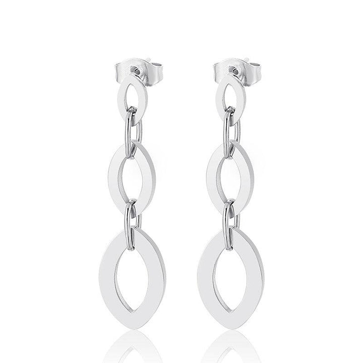 Kalen Stainless Steel Geometry Oval Chain Drop Earrings for Women - kalen