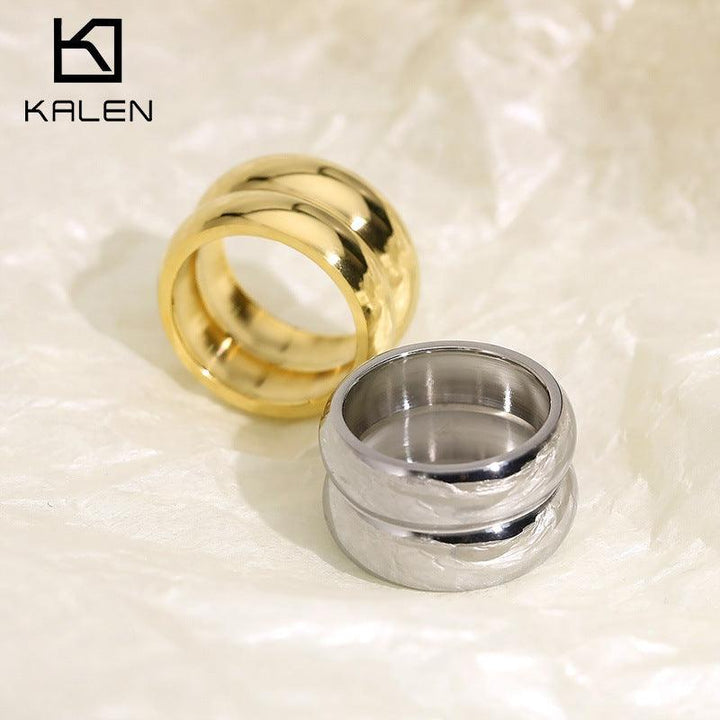 Kalen Stainless Steel Hollow Chunky Geometry Ring for Women - kalen