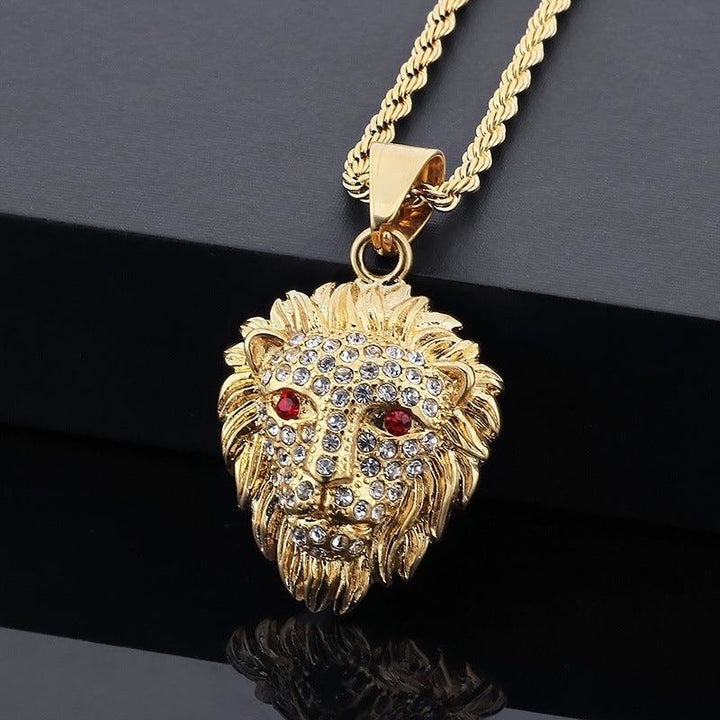 Kalen Hip Hop Lion Gold Plated Stainless Steel Pendant Necklace for Men Women - kalen