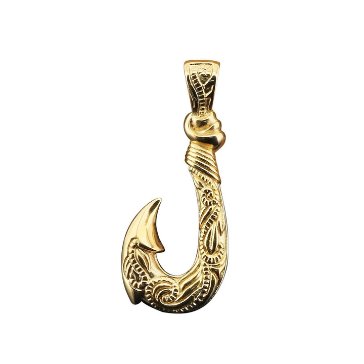 Kalen Viking Fishhook Gold Plated Stainless Steel Pendant Necklace for Men Women - kalen