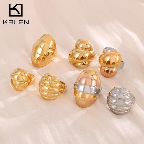 Kalen Wholesale Stainless Steel Hollow Chunky Geometry Croissant Ring for Women - kalen