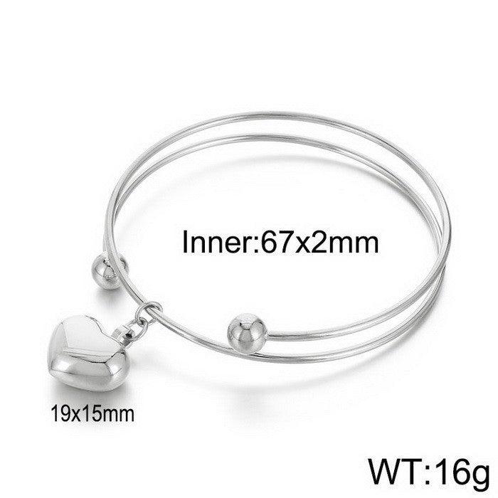 Stainless Steel Heart Charm Bracelet Bangle Wholesale For Women - kalen