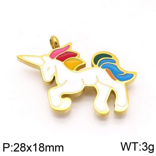 Kalen Stainless Steel Cute Enamel Unicorn Stud Earrings Pendant Necklace Set for Women - kalen