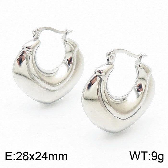 Kalen Stainless Steel Chunky Hollow U-Shape Hoop Earrings for Women - kalen