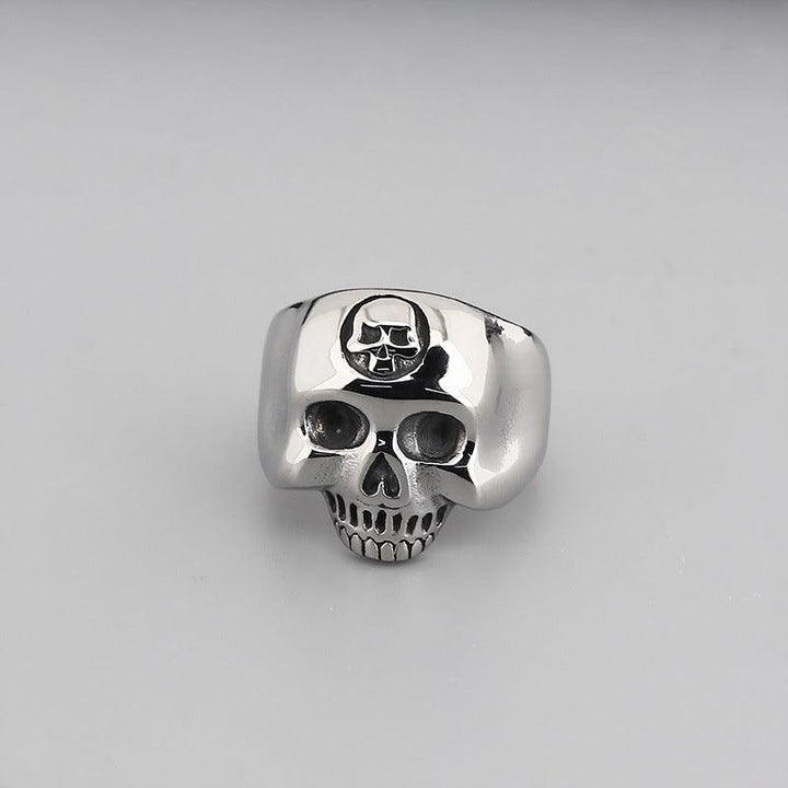 Kalen Punk Casting Gothic Exaggerated Skull Stainless Steel Ring for Men - kalen