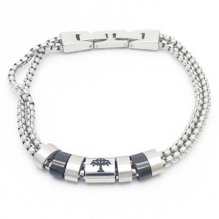 Wholesale Stainless Steel Double Layer Chain Anchor Bracelet Jewelry with Buckle for Men - kalen