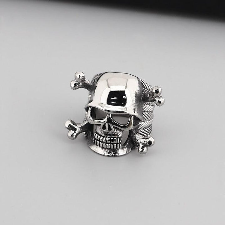 Kalen Punk Casting Gothic Exaggerated Skull Stainless Steel Ring for Men - kalen