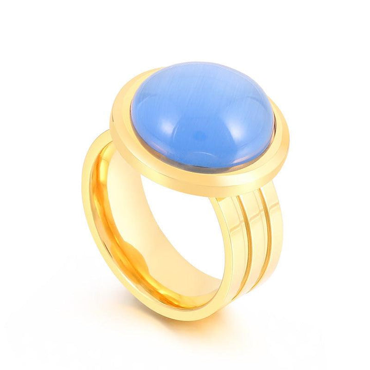 KALEN Wholesale Stainless Steel Natural Stone Zircon Glass Rings For Women - kalen