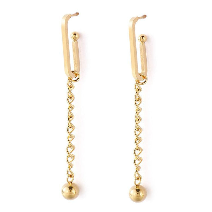 Kalen Stainless Steel Chain Ball Drop Earrings for Women - kalen