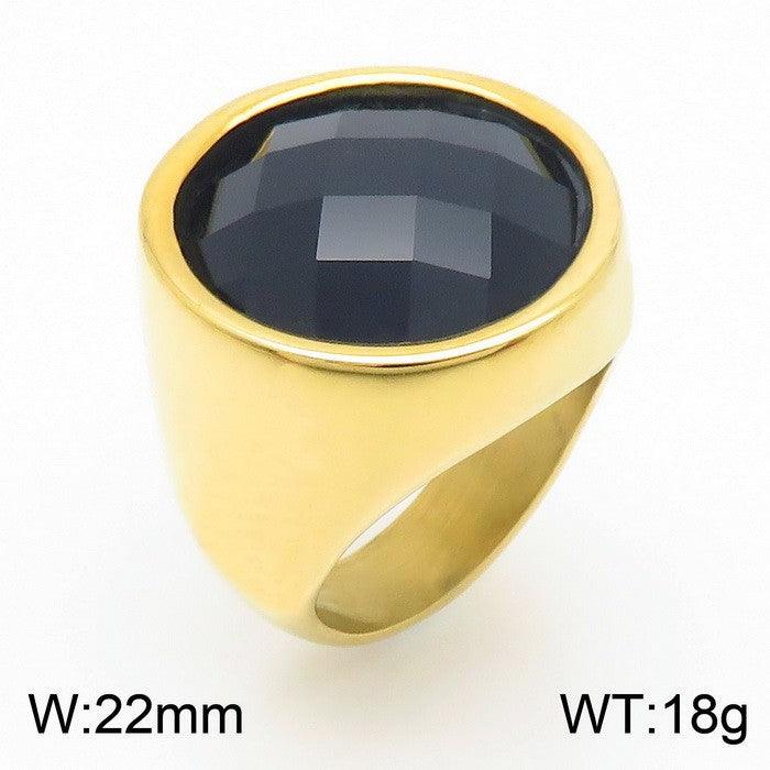 22mm KALEN Wholesale Stainless Steel Natural Stone Glass Rings For Women - kalen