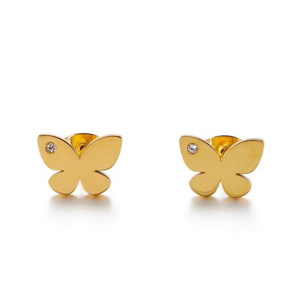 Kalen Stainless Steel Cute Butterfly Zircon Stud Earrings for Women - kalen