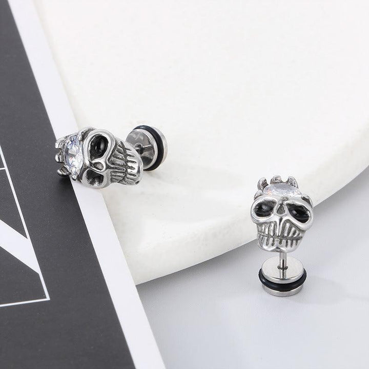 Kalen Punk Casting Skull Stud Earrings for Men Women - kalen