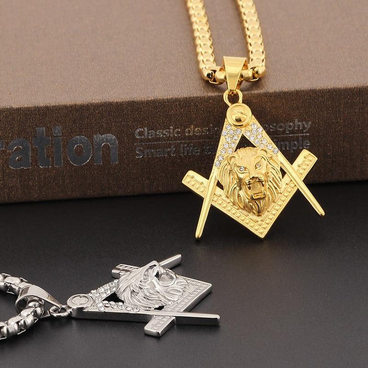 Kalen Hip Hop Lion Gold Plated Stainless Steel Pendant Necklace for Men Women - kalen