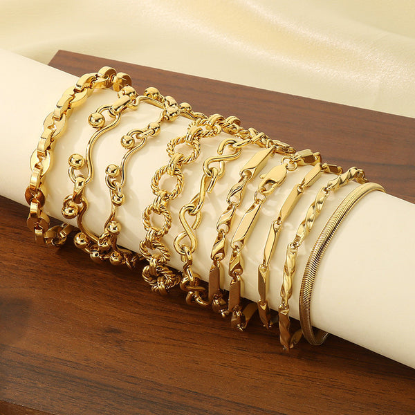Unisex 18K Gold Chain Bracelet Series