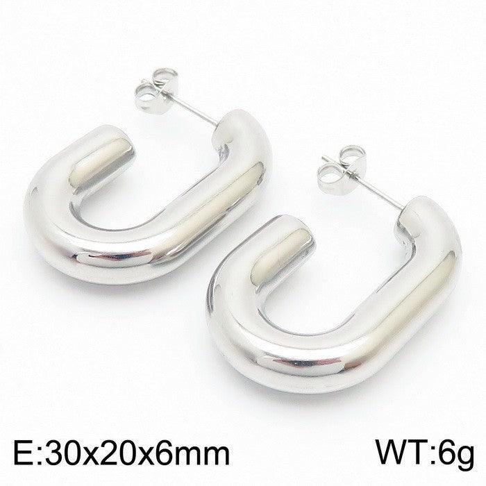 Kalen Stainless Steel Chunky Hollow U-Shape Hoop Earrings for Women - kalen