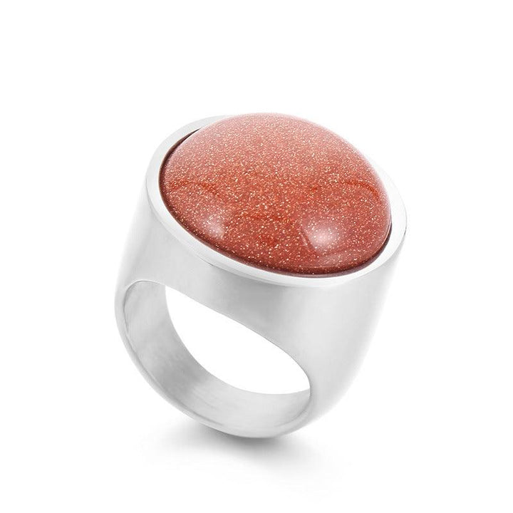 22mm KALEN Wholesale Stainless Steel Natural Stone Glass Rings For Women - kalen