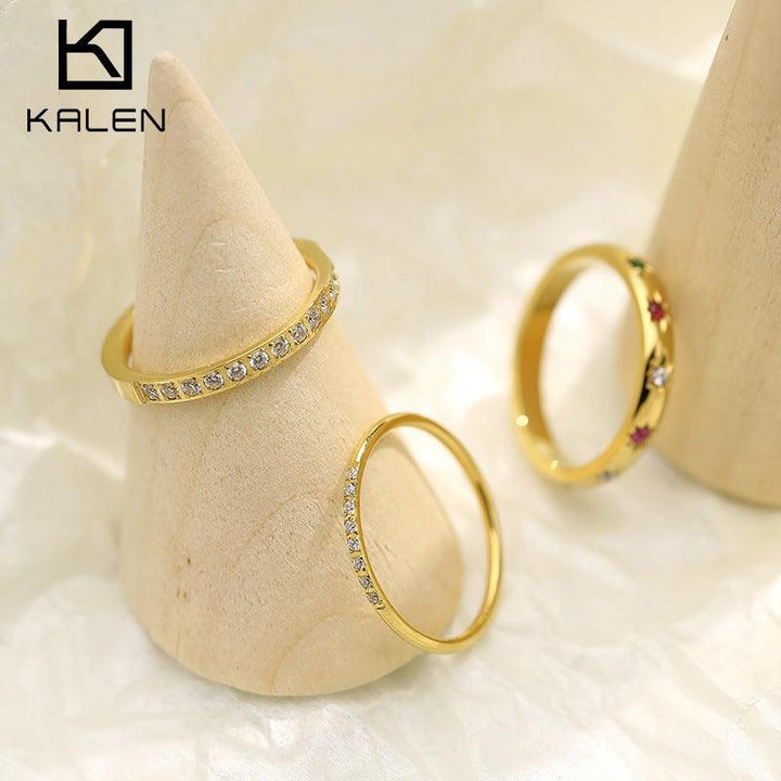 Kalen Wholesale Stainless Steel Zircon Rings for Women - kalen