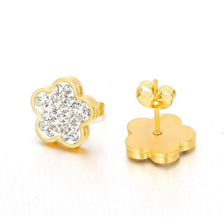 Kalen Stainless Steel Flower Clay Zircon Stud Earrings for Women - kalen