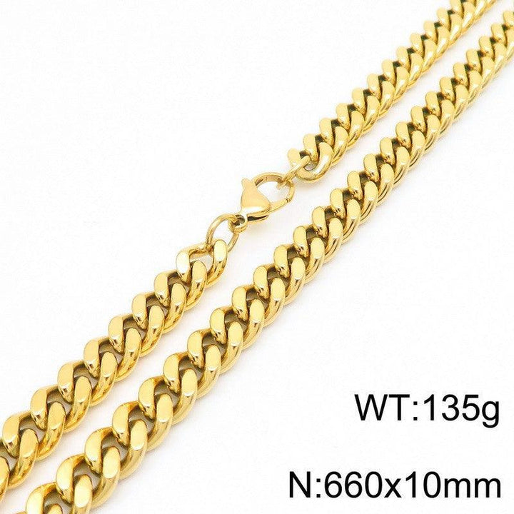 Wholesale 8/10mm Brushed Matte 2-Side Cut Curb Cuban Chain Necklace with Lobster Clap - kalen