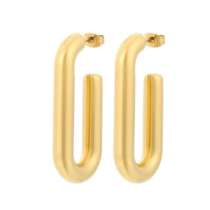 Kalen Stainless Steel Chunky Hollow U-Shape Hoop Earrings for Women - kalen