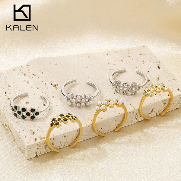 Kalen Zircon Pearl Open Rings for Women Wholesale