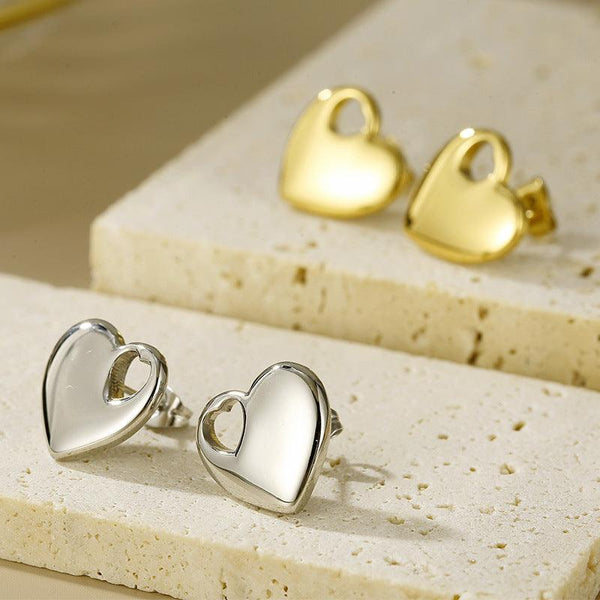 Kalen Wholesale Stainless Steel Heart Stud Earrings for Women - kalen