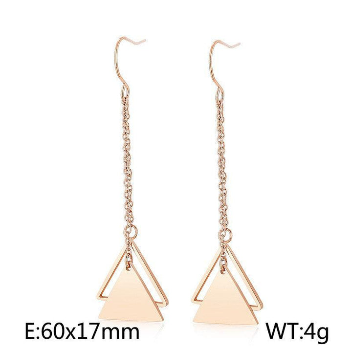 Kalen Stainless Steel Geometry Triangle Chain Drop Earrings for Women - kalen