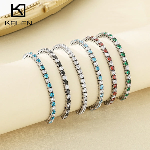 Colorful CZ Zirconia Adjustable Stainless Steel Bracelet